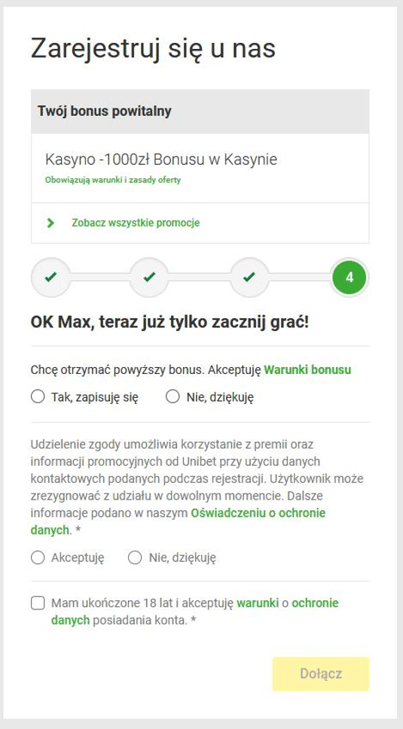 Unibet otworzyć konto 